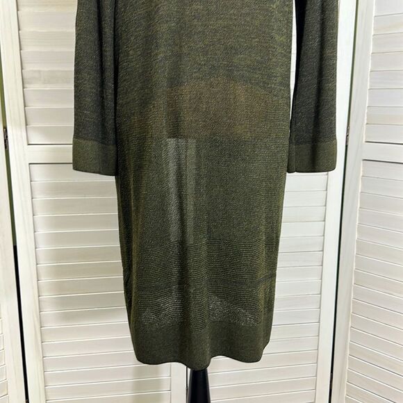 Chico's Cardigan Duster Size 2 Large Size 12 Mix Stitch Olive Green Lightweight - Picture 11 of 16